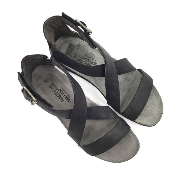 NAOT Rianna Cork Sandal Womens 38 US 7 Oily Coal Leather Strappy Gladiator NEW - Picture 8 of 15